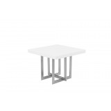 Remi End Table Matte White with Brushed Stainless Steel