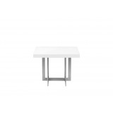 Remi End Table Matte White with Brushed Stainless Steel