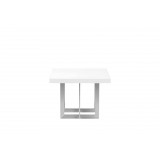 Remi End Table Matte White with Brushed Stainless Steel - Side ANgle