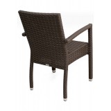 Hand Woven PE Synthetic Wicker Arm Chair - Coffee - Back