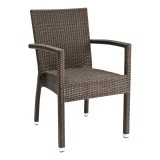 Hand Woven PE Synthetic Wicker Arm Chair - Coffee