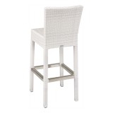 Florida Seating Hand Woven PE Synthetic Wicker Over Aluminum Aluminum Frame Barstool - WIC-07B - Whitewash Back