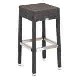 Hand Woven PE Synthetic Wicker Over Aluminum Frame Barstool - WIC-17BB - Coffee
