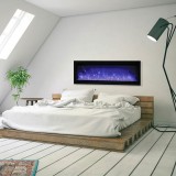 50" Basic Clean-face Electric Built-in With Glass With Black Steel Surround Fireplace - Lifestyle