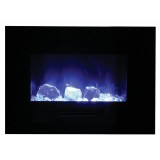 Amantii 26" Flush Mount fireplace with Black Glass Surround And Log set - With Blue Flame