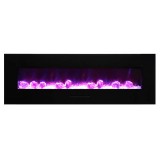 Amantii 60" Flush Mount fireplace with Black Glass Surround And Log set - Purple Flame