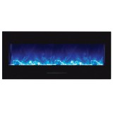 50" Fireplace W/ Blk Gls Surround Log Set - Blue Flame (Ice)