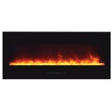 50" Fireplace W/ Blk Gls Surround Log Set - Orange + Red Flame (Ice)