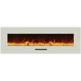 Amantii 60" Flush Mount fireplace with Black Glass Surround And Log set - Orange Flame