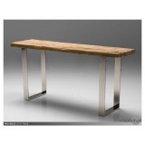 Provence Live Edge Sofa Table Reclaimed Solid Wood with Polished Stainless Steel