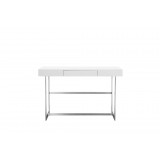 Remi Sofa Table Matte White with Brushed Stainless Steel - Front