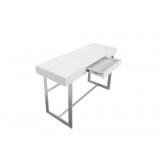 Remi Sofa Table Matte White with Brushed Stainless Steel - Top Angle