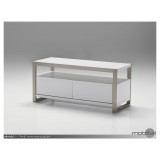Brando 39x16x18 TV Stand High Gloss White with Polished Stainless Steel
