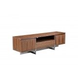 Remi 71x21x17 TV Stand Natural Walnut with Brushed Stainless Steel - Angled View