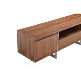 Remi 71x21x17 TV Stand Natural Walnut with Brushed Stainless Steel - Side Detailed