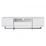 Remi 71x21x17 TV Stand Matte White with Brushed Stainless Steel