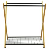 Oceanstar X-Frame Bamboo 3-Bag Laundry Sorter Without Bag - Front