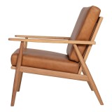 Harper Leather Lounge Chair Tan - Side View