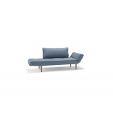 Zeal Daybed in Dark Wood Legs in Mixed Dance Light Blue Fabric - Semi-Reclined