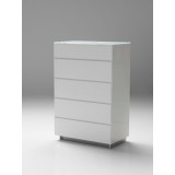 Savvy 5-Drawer Chest High Gloss White with Glass Top