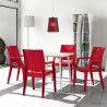 Arthur Polycarbonate Modern Dining Chair - Glossy Red - Arthur Polycarbonate Modern Dining Chair - Glossy Red