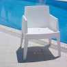 Box Resin Outdoor Dining Arm Chair - White - Box Resin Outdoor Dining Arm Chair - White