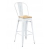 Industrial Barstool - Whitewash - Brown Seatplate - Industrial Barstool - Whitewash - Brown Seatplate