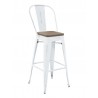 Industrial Barstool - Whitewash - Brown Seat Plate - Industrial Barstool - Whitewash - Brown Seat Plate