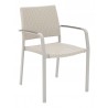 Aluminum Arm Chair W/ Gray Faux Teak Arms - AL-5725A - Gray - Aluminum Arm Chair W/ Gray Faux Teak Arms - AL-5725A - Gray