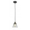 Glass Pendant With 10 Feet Cord - Brushed Brass - Clear Glass