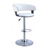 White Faux Leather Barrel & Chrome Adjustable Height Bar Stool - White Faux Leather Barrel & Chrome Adjustable Height Bar Stool