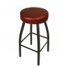 Kyle Backless Round Swivel Barstool With Steel Frame And Sand Black Finish - Red Cushion