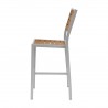 Napa Bar Side Chair - Silver Frame And Teak Seat & Back - Angled - Napa Bar Side Chair - Silver Frame And Teak Seat & Back - Angled