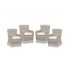 Manhattan Wicker Dining Chair With Cushions In Linen Canvas With Self Welt - Set 4 - Manhattan Wicker Dining Chair With Cushions In Linen Canvas With Self Welt - Set 4