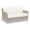 Manhattan Wicker Loveseat With Cushions In Linen Canvas With Self Welt - Manhattan Wicker Loveseat With Cushions In Linen Canvas With Self Welt