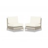 Manhattan Wicker Armless Club With Cushions In Linen Canvas - Set of Two