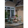 Maison All Aluminum French Dining Set With 72" Rectangular French Dining Table With Umbrella Hole and 6 Dining Chairs with Cushions