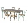 Maison All Aluminum French Dining Set With 72" Rectangular French Dining Table With Umbrella Hole and 6 Dining Chairs with Cushions - White BG