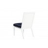 Regatta Armless Dining Chair With Cushion In Canvas Navy With Canvas White Welt - Back Angle