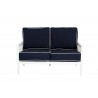 Sunset West Regatta Loveseat With Cushions In Canvas Navy With Canvas White Welt - Front