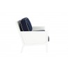 Sunset West Regatta Loveseat With Cushions In Canvas Navy With Canvas White Welt - Side