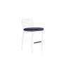 Sunset West Regatta Barstool With Cushion In Canvas Navy With Canvas White Welt - Angled - Sunset West Regatta Barstool With Cushion In Canvas Navy With Canvas White Welt - Angled