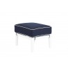 Sunset West Regatta Ottoman With Cushion In Canvas Navy With Canvas White Welt - Angled