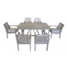 Driftwood Gray Teak Surf Side Outdoor Dining Table - Set - Lifestyle