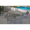 Driftwood Gray Teak Surf Side Outdoor Dining Table - Set - Lifestyle