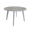 Driftwood Gray Teak Round La Jolla Outdoor Dining Table W/ Umbrella Hole and Cover 
