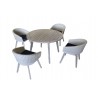 Driftwood Gray Teak Round La Jolla Outdoor Dining Table - Lifestyle