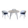 Driftwood Gray Teak Round La Jolla Outdoor Dining Table - Lifestyle