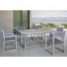 Driftwood Gray Teak Contemporary Bay Side Outdoor Rectangle Dining Table