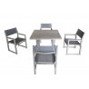 Driftwood Gray Teak Contemporary Bay Side Outdoor Square Dining Table 